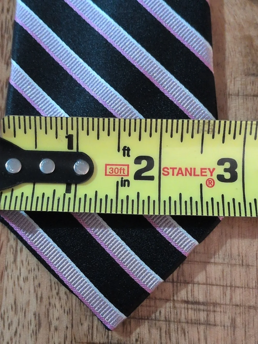 Pierre Cardin Slim Skinny Silk Satin Tie Black Pink Gray Striped 3